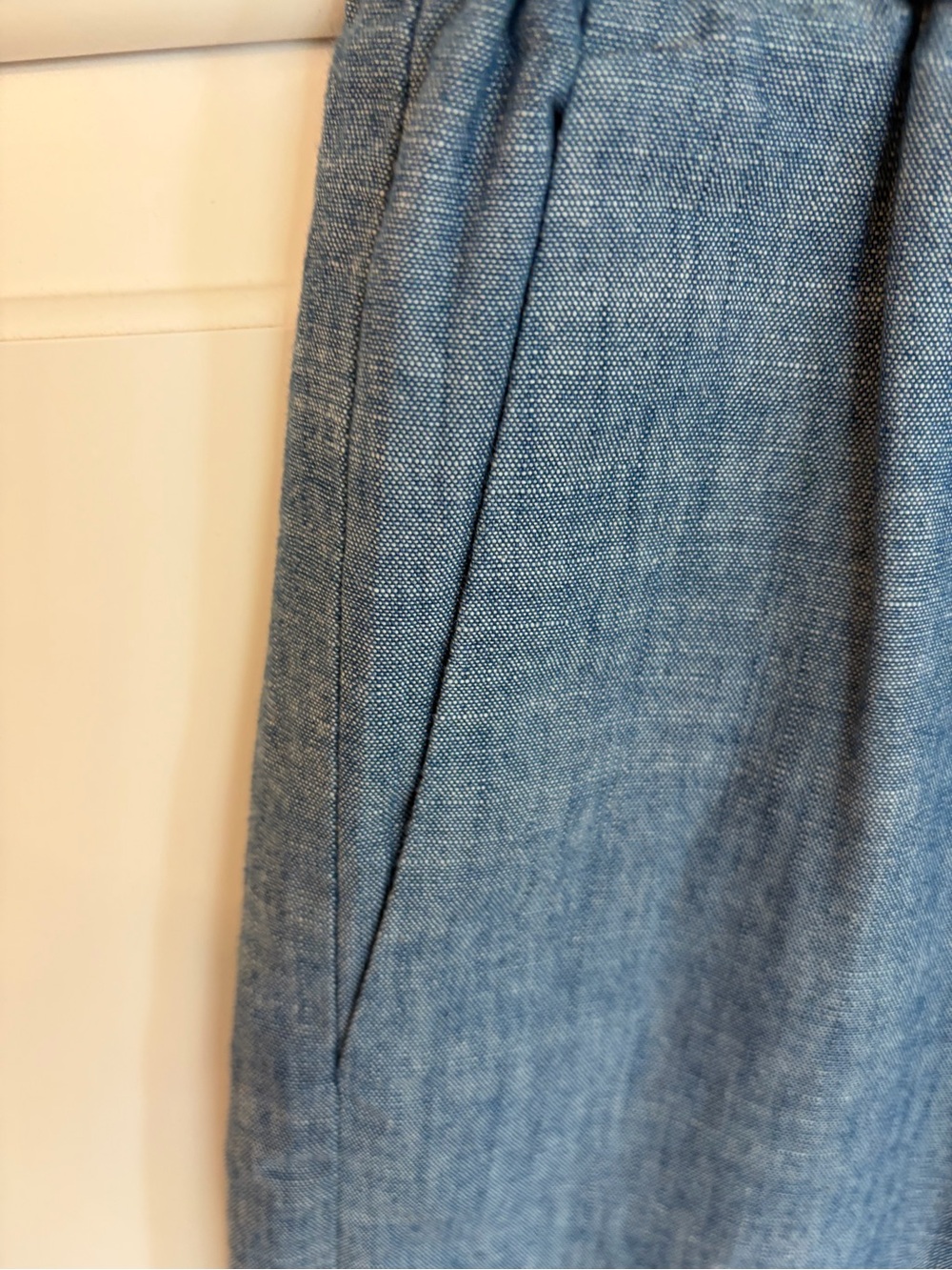 J. Crew Light Blue Drawstring Chambray linen style stretch waist pant size 8 NWT - Picture 4 of 9